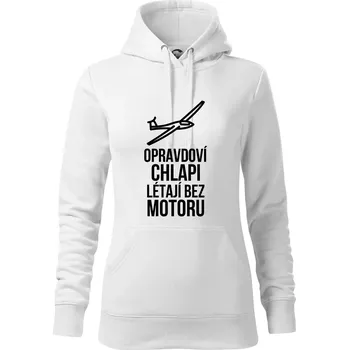 Dámská mikina Opravdovi chlapi létají bez motoru - Mikina dámská Cape s kapucí - XL ( Bílá )