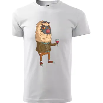 Pánské tričko Alpaka s vínem muž - Triko extra velké (5-8XL) - 6XL ( Bílá )