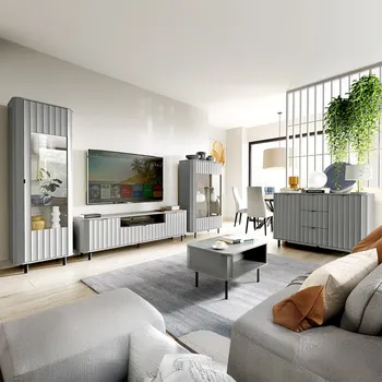Obývací stěna NOVADO s | obývací stěna | 5 dílů | světle šedá