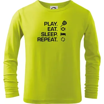 Dětská móda Play eat sleep repeat padel - Triko dětské Long Sleeve - 104-110cm / 3-4 roky ( Limetková )