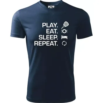 Chlapecké tričko Play eat sleep repeat padel - Dětské triko sportovní (dresovina) - 122 cm/6 let ( Námořní modrá (velmi tmavá - téměř černá) )