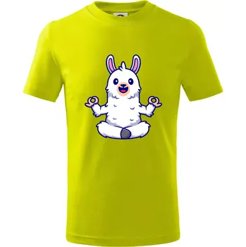 Chlapecké tričko Yoga meditace - lama - Tričko dětské bavlněné - 146 cm/10 let ( Limetková )