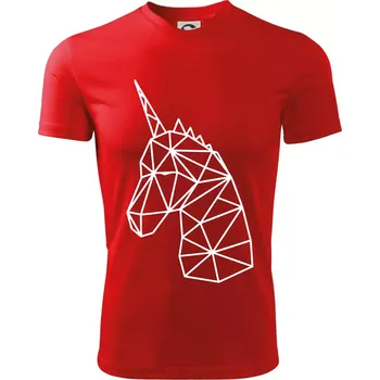 Chlapecké tričko Geometrie - Jednorožec - Dětské triko sportovní (dresovina) - 146 cm/10 let ( Červená )