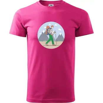 Barevný párový motiv na hory - Klasické pánské triko vyšší gramáže - XS ( Purpurová )