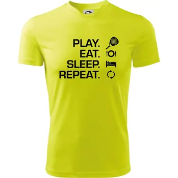 Play eat sleep repeat padel - Dětské triko sportovní (dresovina) - 158 cm/12 let ( Neonově žlutá )