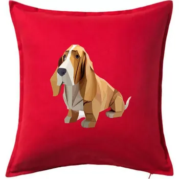 Polštář Baset slepený z papíru - Polštář 50x50 - 50x50 - Včetně výplně ( Červená )