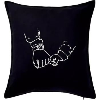 Polštář Táta a syn ruce obrys - Polštář 50x50 - 50x50 - Pouze potah ( Černá )