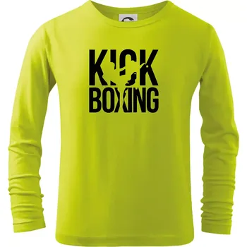 Chlapecké tričko Nápis Kick Boxing - Triko dětské Long Sleeve - 158 cm/12 let ( Limetková )
