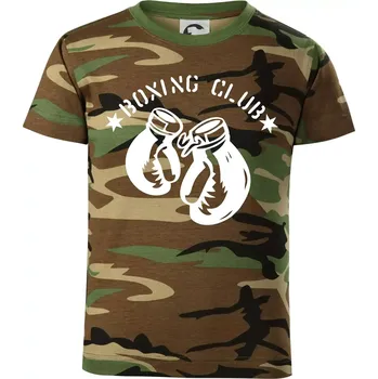 Chlapecké tričko Boxing club nápis - Dětské maskáčové triko - 134 cm/8 let ( Hnědý maskáč )