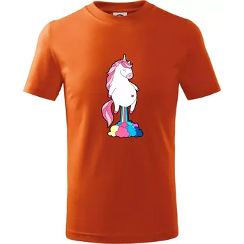 Chlapecké tričko Jednorožec prdí - Tričko dětské bavlněné - 158 cm/12 let ( Oranžová )