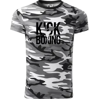 Pánské oblečení Nápis Kick Boxing - Army CAMOUFLAGE - L ( Šedý maskáč )