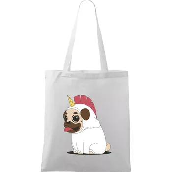 Mops a jednorožec - Taška bavlněná - 42 x 38 cm ( Bílá )