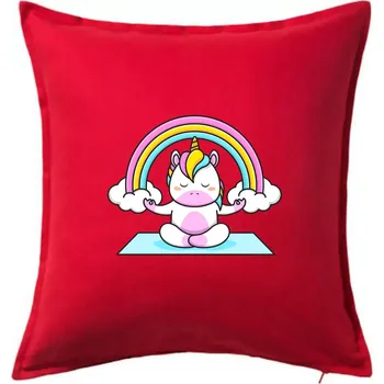 Polštář Yoga jednorožec - duha - Polštář 50x50 - 50x50 - Pouze potah ( Červená )