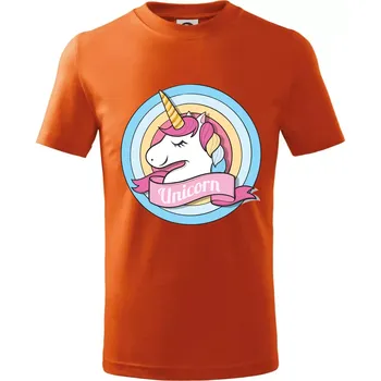 Chlapecké tričko Jednorožec v kolečku - Tričko dětské bavlněné - 158 cm/12 let ( Oranžová )