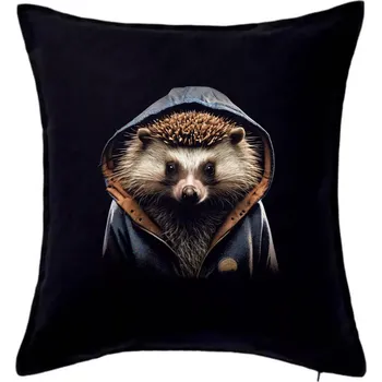 Polštář Ježek v mikině - Polštář 50x50 - 50x50 - Pouze potah ( Černá )