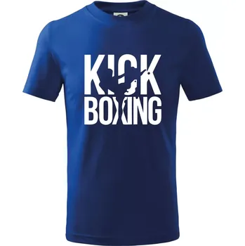 Nápis Kick Boxing - Tričko dětské bavlněné - 98 cm / 2 roky ( Královská modrá )