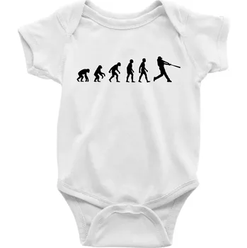 Kojenecké oblečení Evoluce baseball pálkař odpal - Body kojenecké s krátkým rukávem - Krátký r. do 3 měs ( Bílá )