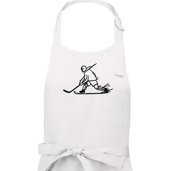 Kuchyňská zástěra Kreslený hokejista tučnou fixou - Pánská zástěra na vaření - Univerzální velikost ( Bílá )