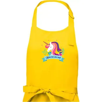 Kuchyňská zástěra Unicorns are real duhový - Pánská zástěra na vaření - Univerzální velikost ( Žlutá )