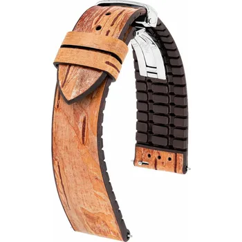 Řemínek na hodinky Koženkový řemínek Hirsch Birch L 0921045010-2, hnědý, délka L, Quick Release - 22 mm