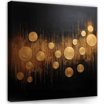 Obraz OBRAZ ABSTRAKCE ZLATÝ ČERNÝ ČTVEREC NA PLÁTNĚ STĚNA DO OBÝVACÍHO POKOJE 80x80