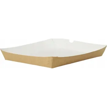 Jednorázové nádobí Tác na občerstvení hnědo-bílý 14x24x3cm 100ks