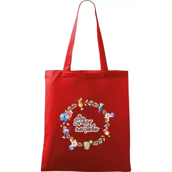 Nákupní taška Šťávy na tahu - Taška bavlněná - 42 x 38 cm ( Červená )