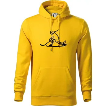 Pánská mikina Kreslený hokejista tučnou fixou - Mikina pánská Cape s kapucí - XL ( Žlutá )
