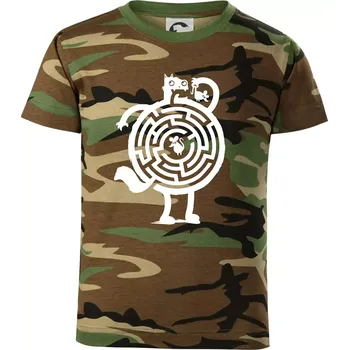 Chlapecké tričko Kočka a myš bludiště - Dětské maskáčové triko - 146 cm/10 let ( Hnědý maskáč )