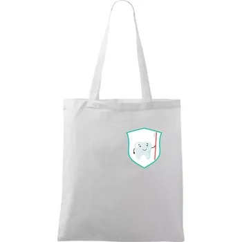Nákupní taška Zoubek na prsu - zubní kartáček - Taška bavlněná - 42 x 38 cm ( Bílá )