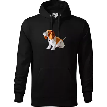 Pánská mikina Bígl slepený z papíru - Mikina pánská Cape s kapucí - 5XL ( Černá )