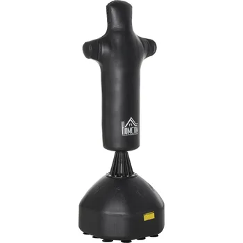 Boxovací pytel HOMCOM Punching Bag stojící 180cm dospělý stojící boxovací pytel Boxovací figurína Boxovací sloupec Humanoidní design Heavy Duty Punching Bag Heavy Punching Bag Stand pro profesionály a začátečníky Black