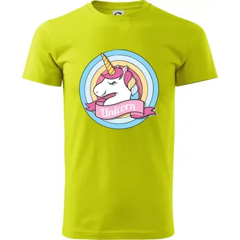 Jednorožec v kolečku - Klasické pánské triko vyšší gramáže - S ( Limetková )
