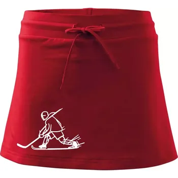 Dámská sukně Kreslený hokejista tučnou fixou - Sportovní sukně - two in one - XL ( Červená )