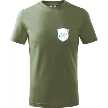Chlapecké oblečení Zoubek na prsu - zubní kartáček - Tričko dětské bavlněné - 98 cm / 2 roky ( Khaki )