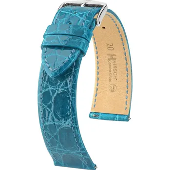 Módní doplněk Kožený řemínek Hirsch Genuine Croco L 18920883-2, modrý, krokodýlí kůže, délka L, Quick Release - 20 mm
