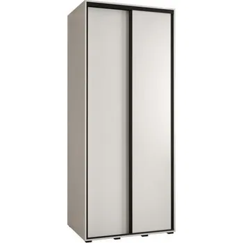 Šatní skříň Šatní skříň s posuvnými dveřmi DAVOS 100 cm | Bílá / černé pojezdy