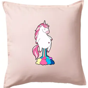 Polštář Jednorožec prdí - Polštář 50x50 - 50x50 - Pouze potah ( Světle růžová )