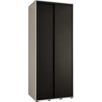 Šatní skříň Šatní skříň s posuvnými dveřmi DAVOS 120cm | Bílá / černá / černé pojezdy