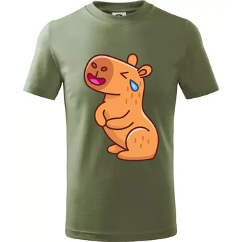 Dětská móda Smutná kapybara - Tričko dětské bavlněné - 104-110cm / 3-4 roky ( Khaki )