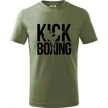 Nápis Kick Boxing - Tričko dětské bavlněné - 146 cm/10 let ( Khaki )