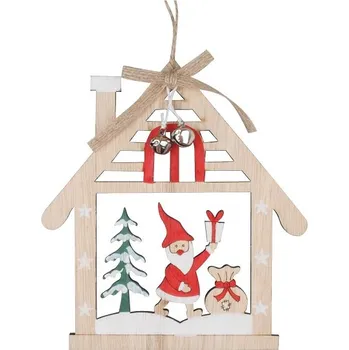 Vánoční dekorace Domek s červeným Santou na zavěšení