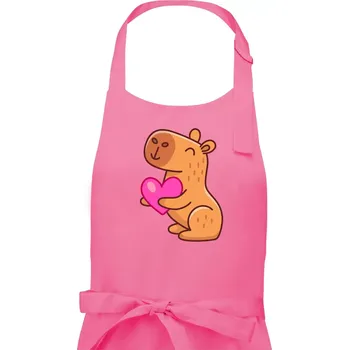 Kuchyňská zástěra Zamilovaná kapybara - Dámská zástěra na vaření - Univerzální velikost ( Růžová )