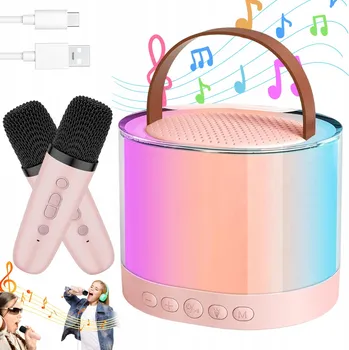 Přenosný Karaoke Set Bluetooth reproduktor RGB Dva mikrofony na párty