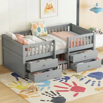 Postel Jednolůžková dřevěná postel Arhatreya 90x200 cm šedá