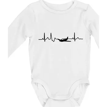 Kojenecký body EKG letadlo - Body kojenecké s dlouhým rukávem - Dlouhý r. do 3 měs ( Bílá )