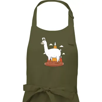 Kuchyňská zástěra Alpaka kreslená - Pánská zástěra na vaření - Univerzální velikost ( Khaki )