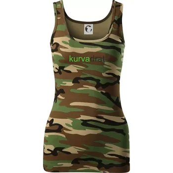 Dámské tričko KurvaDrát - Dámské Maskáčové tílko - M ( Hnědý maskáč )