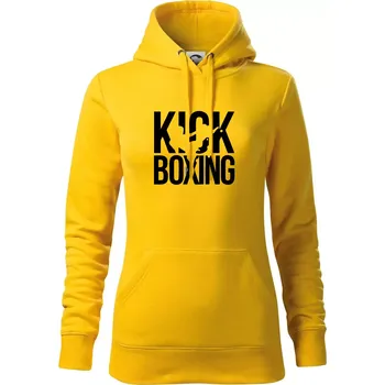 Dámská mikina Nápis Kick Boxing - Mikina dámská Cape s kapucí - XS ( Žlutá )