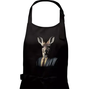 Kuchyňská zástěra Klokan v obleku - Pánská zástěra na vaření - Univerzální velikost ( Černá )